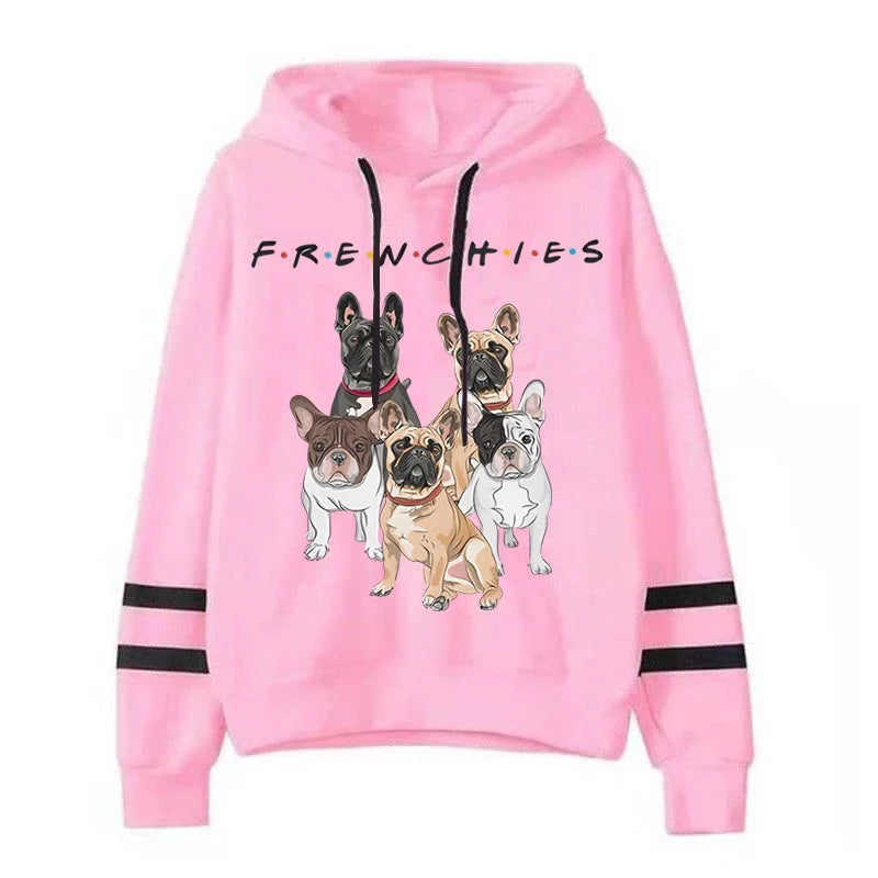 Kawaii bouledogue français sweats à capuche décontracté mode hommes vêtements haute rue sweat ample pour les femmes coréen drôle pull chien à capuche