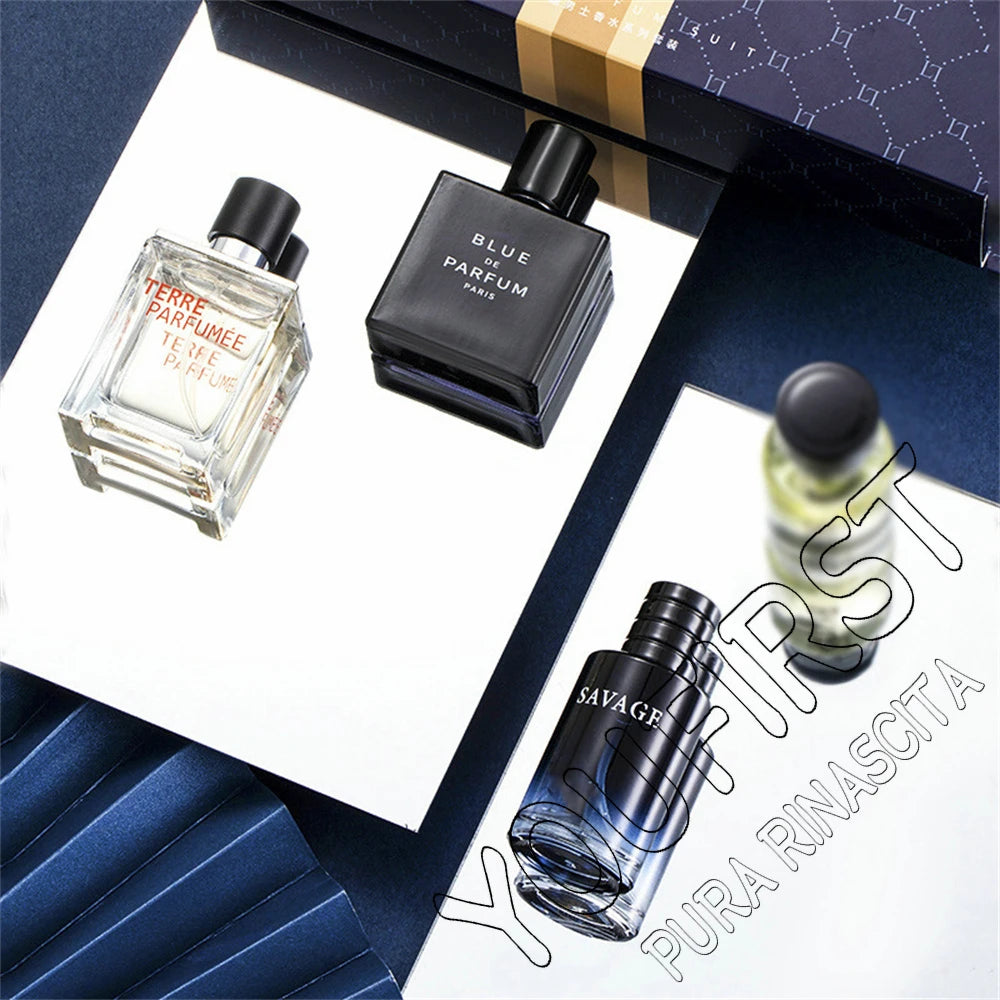 Marque de luxe Parfum hommes Cologne Parfums Homme coffret cadeau 4 pièces ensemble 100ml Parfums Masculinos naturel Floral fruité parfum SprayLuxu