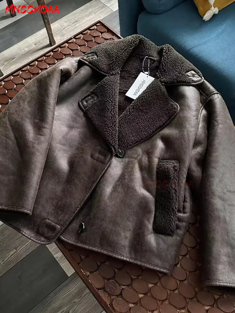 MNCCMOAA-Veste Vintage à Manches sulfpour Femme, Manteau Chaud, Décontracté, avec Poches Solides, Collection Hiver 2023