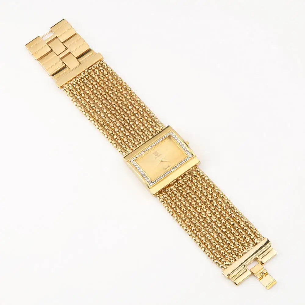 Montre-bracelet à quartz analogique multicouche pour femme, bracelet en alliage de perles, mode