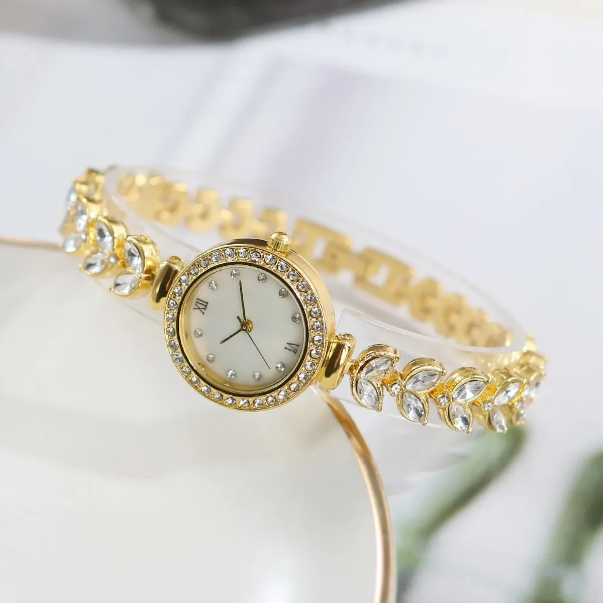 Diamond-Ear-Montres-bracelets à quartz pour femmes,