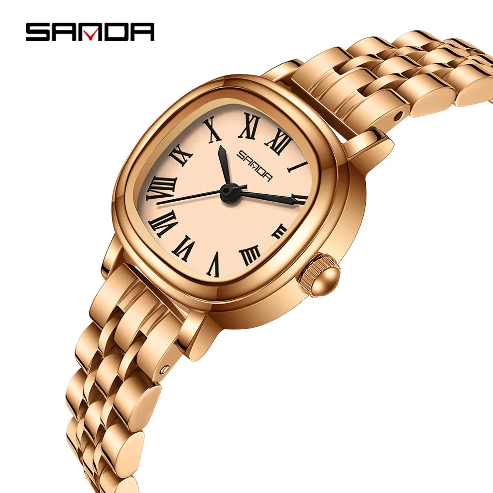 SANDA 1137 mode femmes Quartz élégant or Rose Simple romain bracelet en acier inoxydable