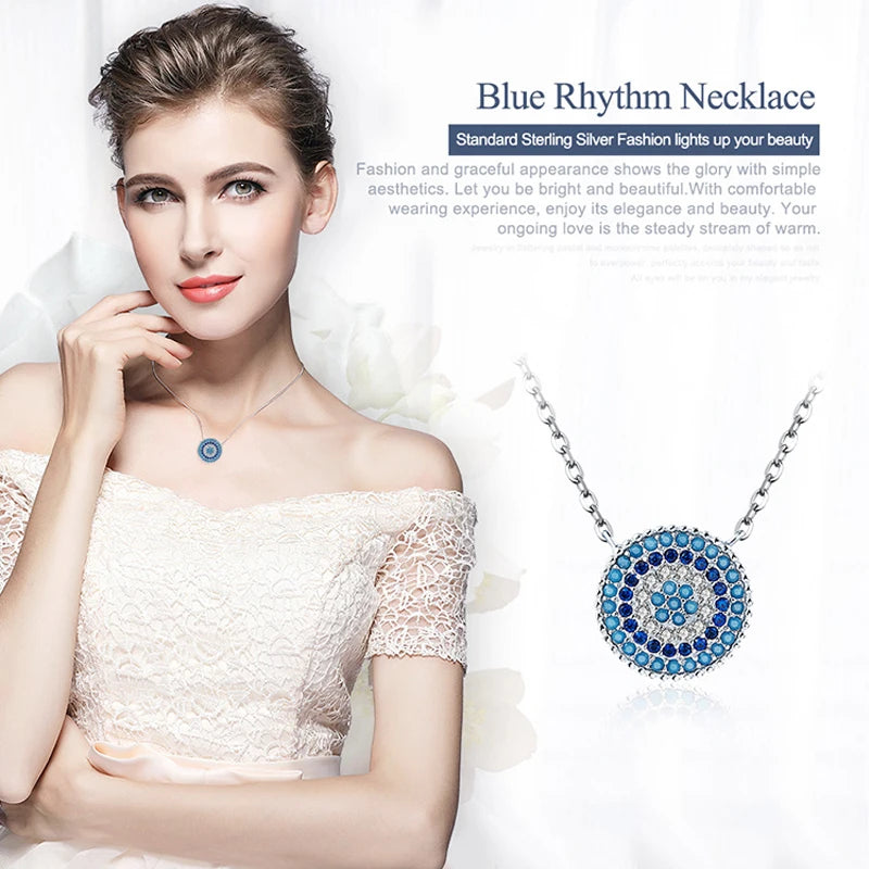 BAMOER-Collier mauvais œil bleu en argent regardé 925 authentique pour femme, pendentif porte-bonheur, colliers de la présidence, bijoux fantaisie, SCN099
