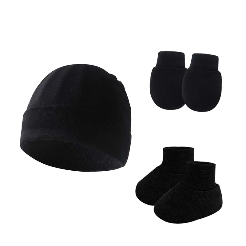 Ensemble bonnets et chaussettes en coton pour nouveau-né, bonnet coupe-vent, bonnet chaud, bonnet turban solide, bonnets désossés pour bébé, 0-6M, printemps et automne