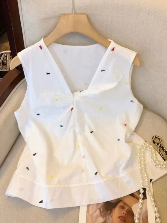 Coréen rose amour croix Kink gilet chemise Dopamine Design Niche haut 2025 femmes été