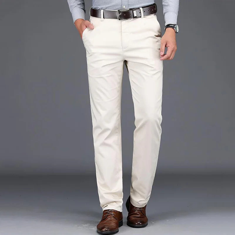 Jean Slim et Décontracté pour Homme, Pantalon Droit de Couleur Unie, Blanc Cassé, à la Mode, Grande Taille, FJ27-38, Été