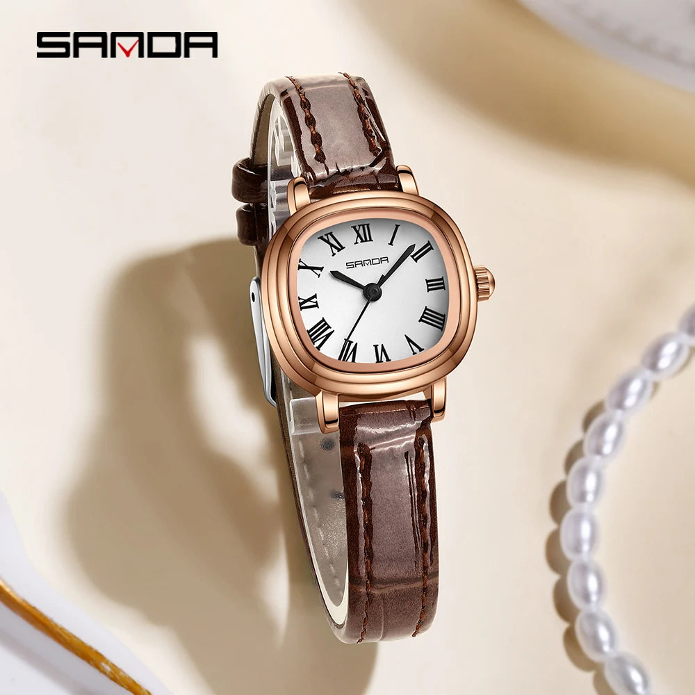 SANDA 1137 mode femmes Quartz élégant or Rose Simple romain bracelet en acier inoxydable