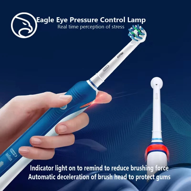 Brosse à dents électrique Oral B originale PRO 4000, capteur de pression 3D, nettoyage quotidien des gencives, soins de blanchiment, Modes douces et sensibles