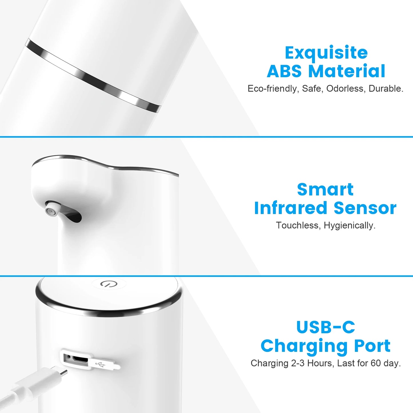 Distributeur automatique de savon en mousse, capteur sans contact, Machine à mousse intelligente USB, pompe distributrice de savon liquide infrarouge de 300ML, désinfectant pour les mains