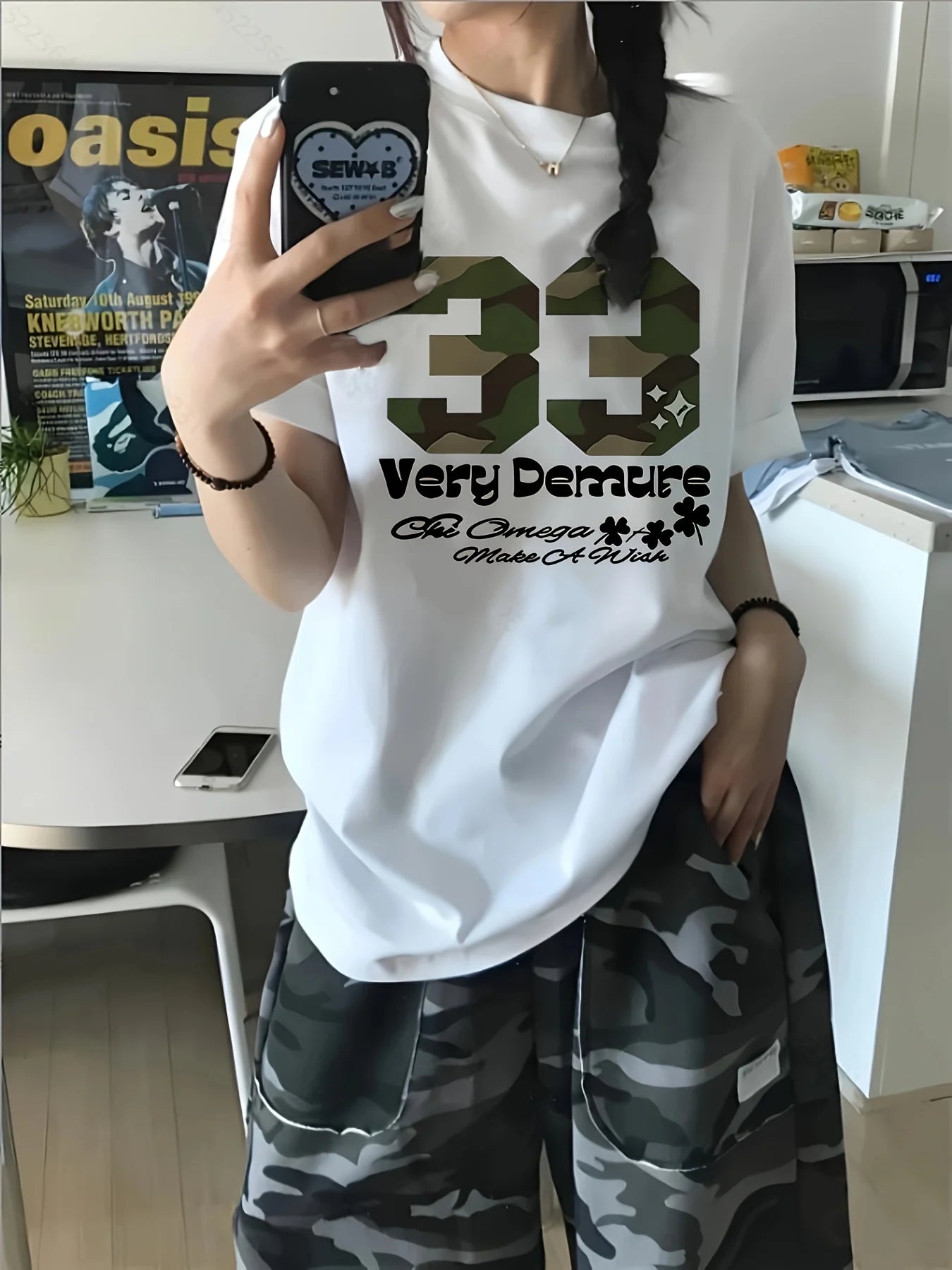 Y2K Camouflage lettre à la mode imprimé col rond manches courtes T-Shirt été mode décontracté polyvalent femmes haut respirant
