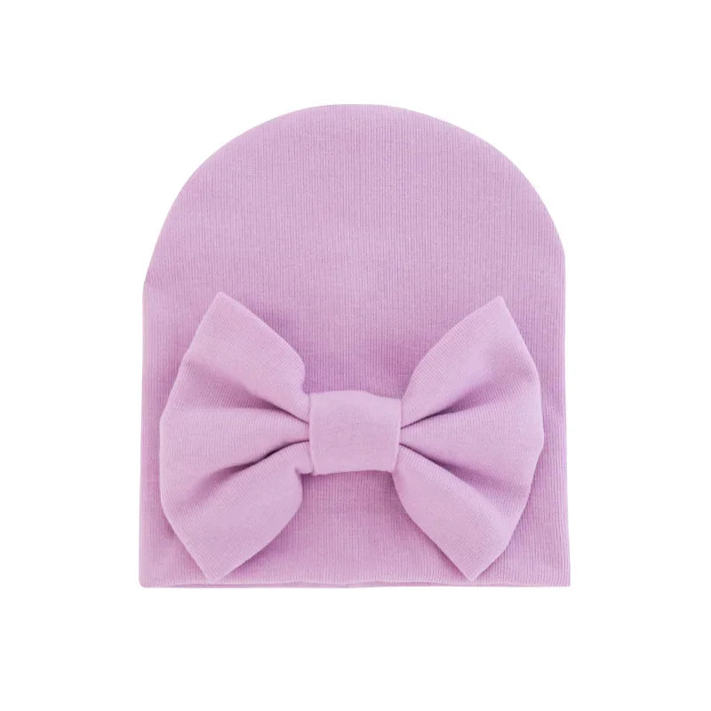 Chapeau avec nœud en coton pour bébé fille, casquette chaude pour nouveau-né, bonnet pour bébé, accessoires solides, 2020