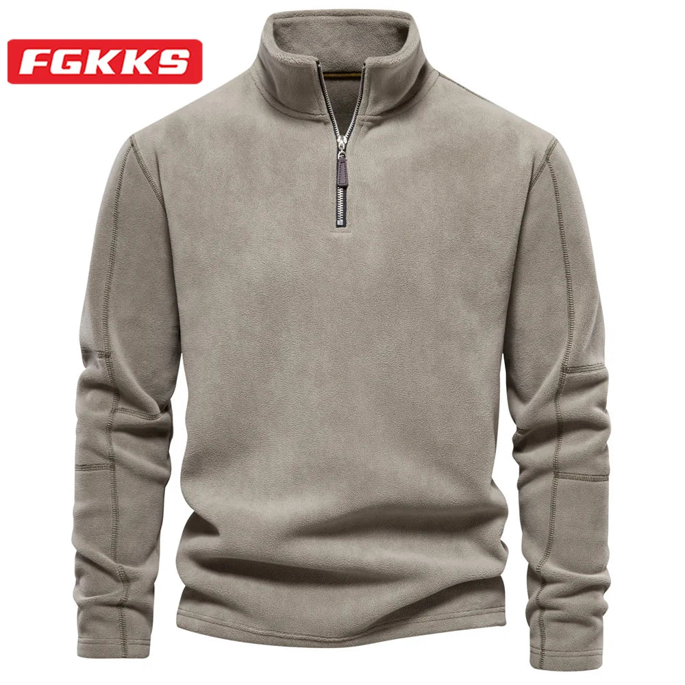 FGKKS 2023 sweat à capuche décontracté en plein air hommes chaud col à glissière haut de haute qualité conception sweat à capuche chaud hommes