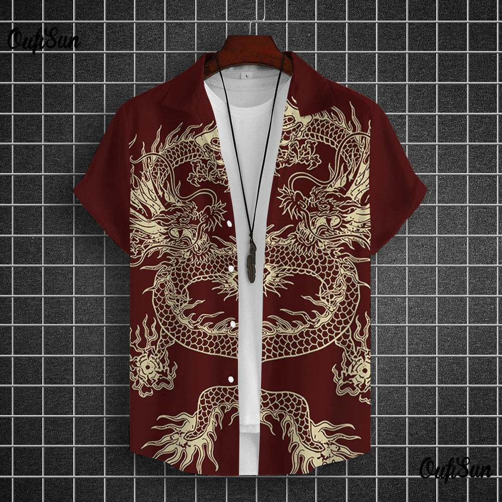 Chemises à manches courtes pour hommes, vêtements graphiques Y-Dragon, chemises 3D, streetwear décontracté, mode, été, déclin, chemisier masculin, 2024