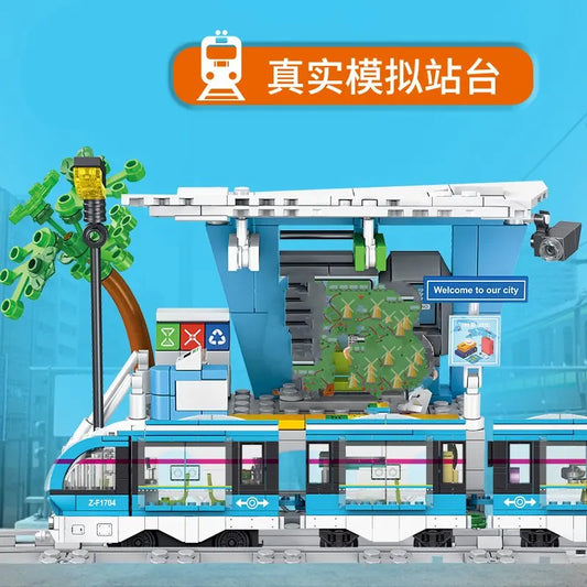 2025 nouveau bloc de construction FC1704 ensemble de puissance train intermédiaire train enfants garçons filles intelligence assemblage bloc de construction jouet cadeau