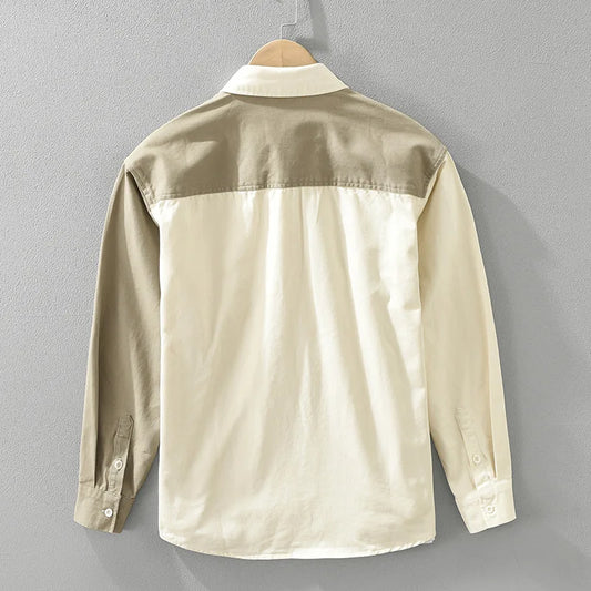 Chemises patchwork vintage pour hommes, vêtements décontractés, chemises minces à manches longues, 100% coton, CM7291