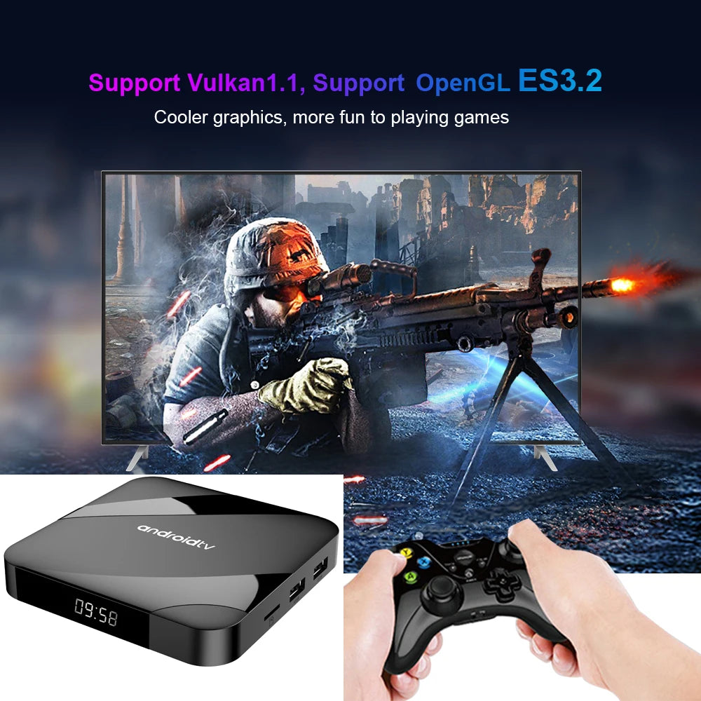 Amlogic S905W2 8K HD Smart TV Box Android 14.0 AV1 Dual WIFI BT Voice Remote Control 3D Video Media Player Home Theater TV Set Top Box