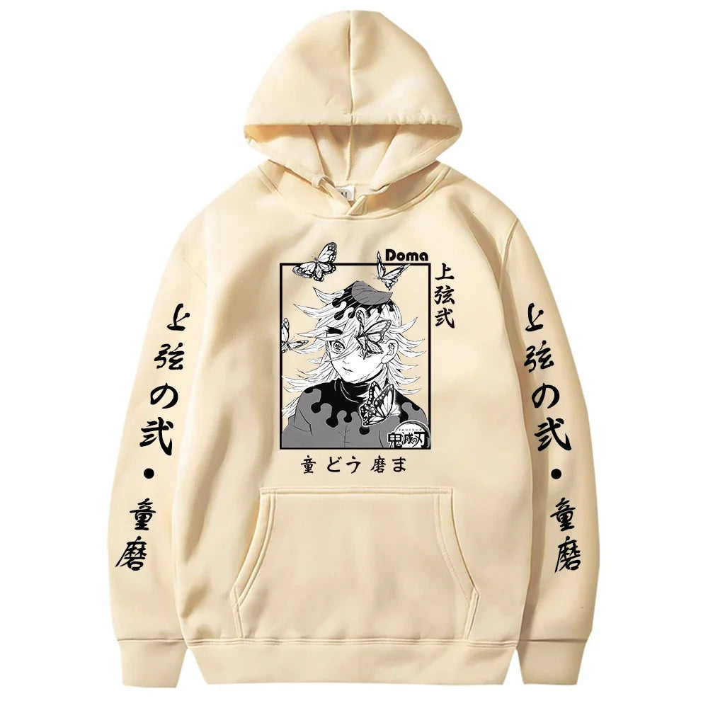 Sweat à capuche pour hommes et femmes, imprimé graphique Douma, décontracté, ample, Harajuku, unisexe, automne, chaud, tendance, Anime Demon Slayer