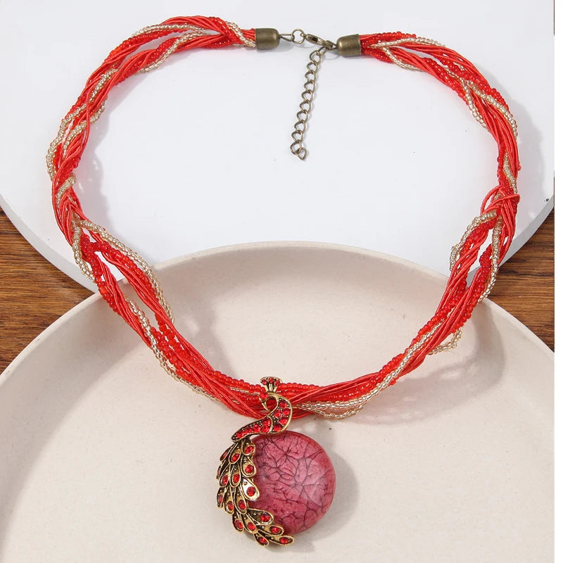 Collier ras du cou ethnique bohémien pour femmes, fait à la main, perles multicouches, bijoux de décoration en cristal