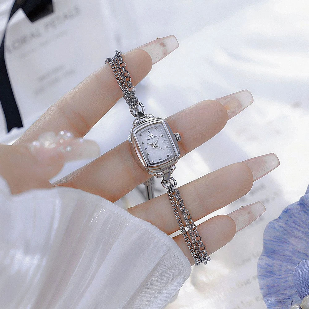 montres Simple Bracelet bleu clair petite montre pour femmes Original argent Quartz