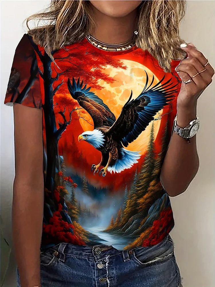 Été quotidien décontracté femmes à manches courtes haut 3D cheval imprimé femmes rue urbaine mode T-shirt amoureux des animaux T-shirt