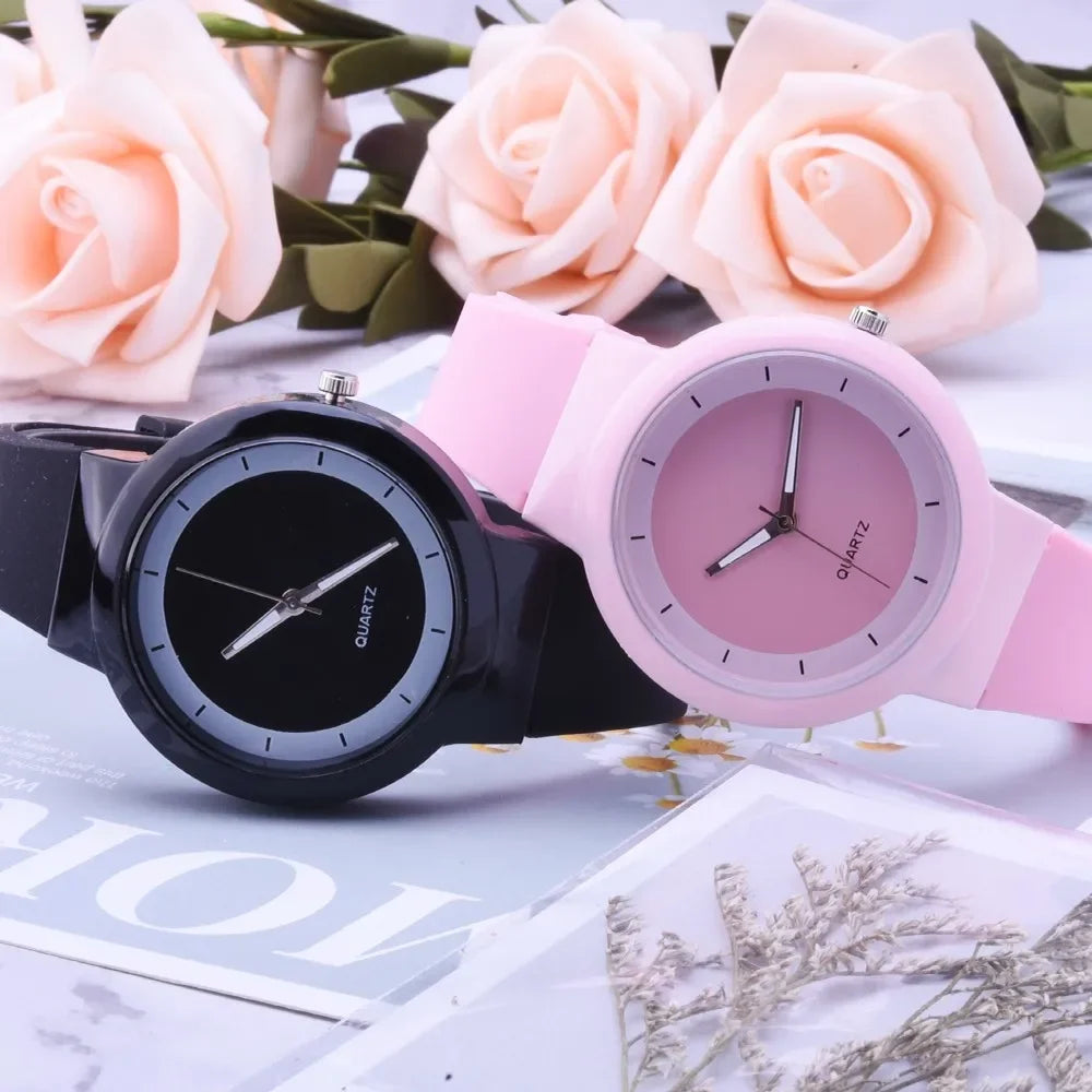 Montre-bracelet à quartz analogique pour femme, montres blanches, bracelet en silicone,