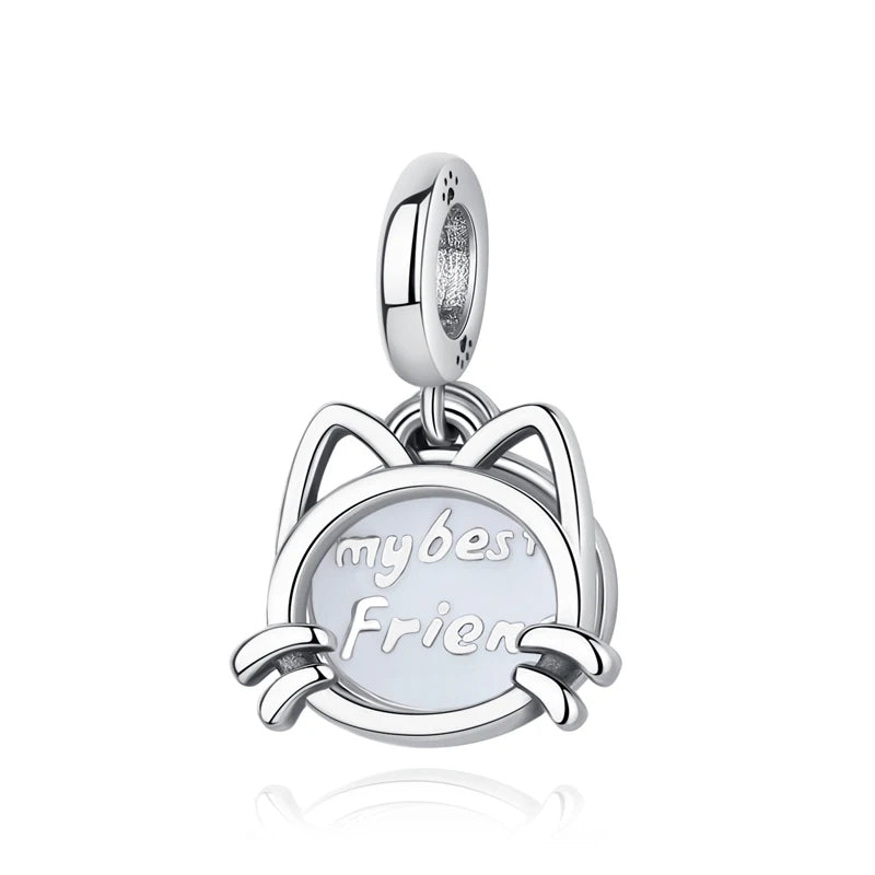 Original 925 en argent Sterling breloque perle amour chien chat patte Panda luciole pendentif breloques idéal pour bracelet colliers femmes bijoux