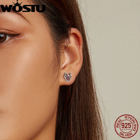 WOSTU boucles d'oreilles cœur fleur 100% argent Sterling 925 perle petites boucles d'oreilles pour femmes mariage fiançailles bijoux cadeaux