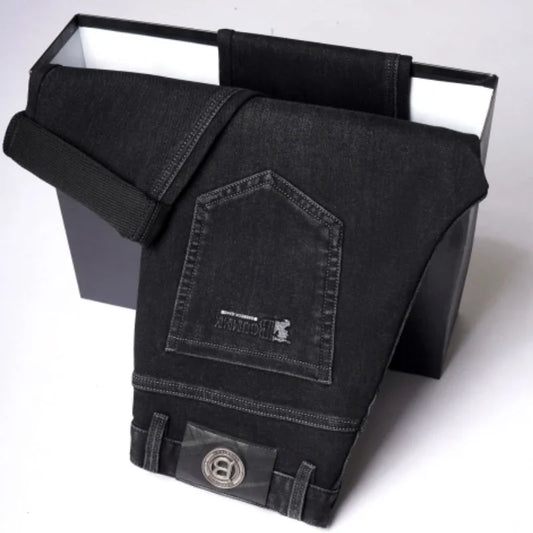 Jean Slim à jambes droites pour hommes, de haute qualité, léger, décontracté, mode, amincissant, Style confortable, automne hiver