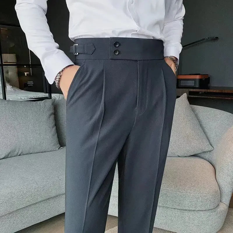 FjPlus-Pantalon à Jambes Larges pour Homme, Vêtement Formel, de Luxe, Fin, Décontracté, Tissu de Travail, Grande Taille, Gris, Été, Offre, 2024