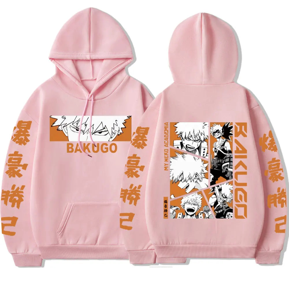 My Hero Academia Anime hommes femmes mode sweat à capuche Bakugou Katsuki pulls décontractés surdimensionné à manches longues sweat Streetwear