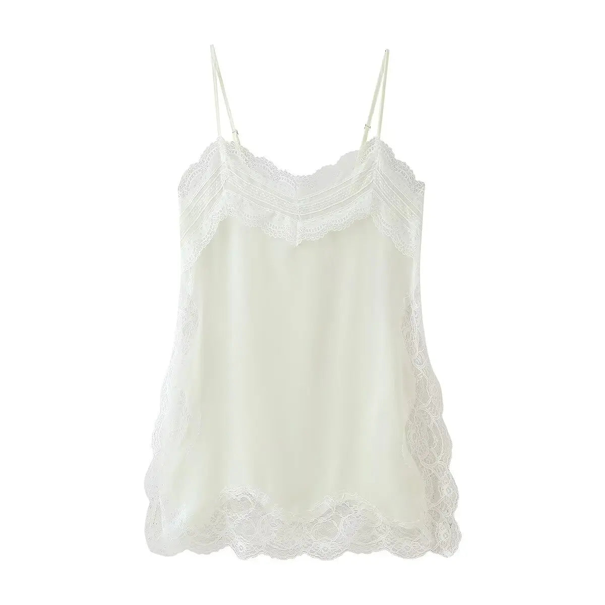 TRAFZA femmes mode d'été col en v dentelle épissé fendu fronde haut femme Sexy dos nu réglable bandoulière décontracté Camisole