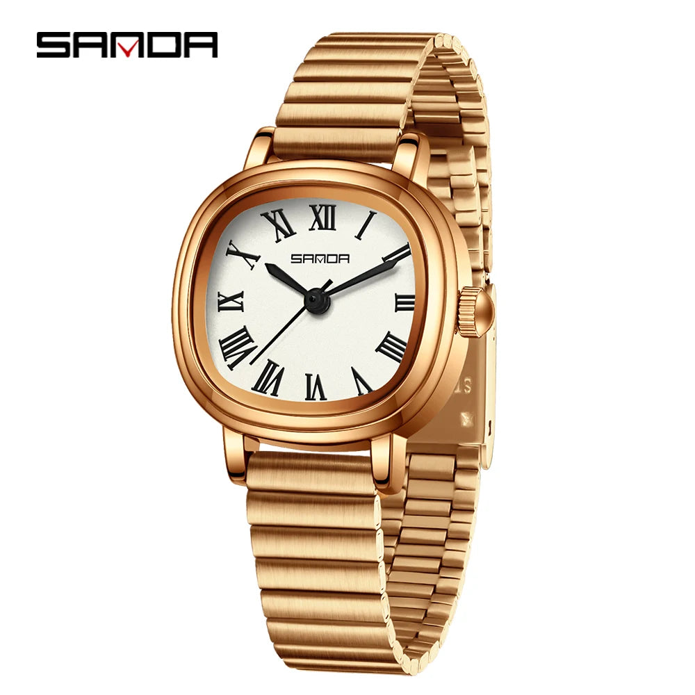SANDA 1137 mode femmes Quartz élégant or Rose Simple romain bracelet en acier inoxydable