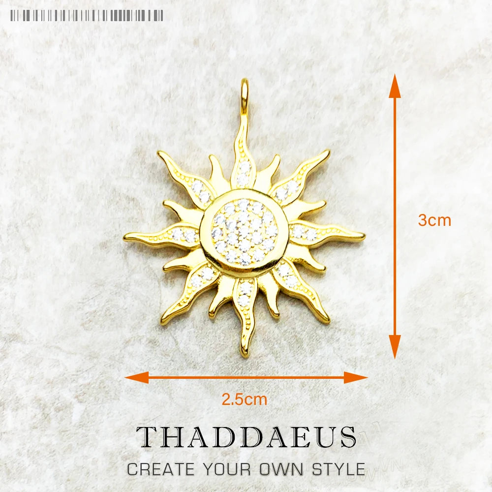 Pendentif soleil étoile CZ pavé été hiver nouveau 925 en argent Sterling bijoux fins Style européen accessoires cadeau pour hommes femme