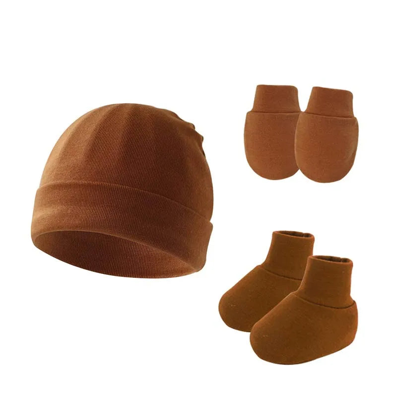 Ensemble bonnets et chaussettes en coton pour nouveau-né, bonnet coupe-vent, bonnet chaud, bonnet turban solide, bonnets désossés pour bébé, 0-6M, printemps et automne