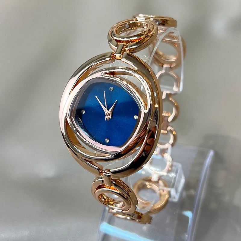 montre à Quartz horloge de luxe or Rose argent Vintage