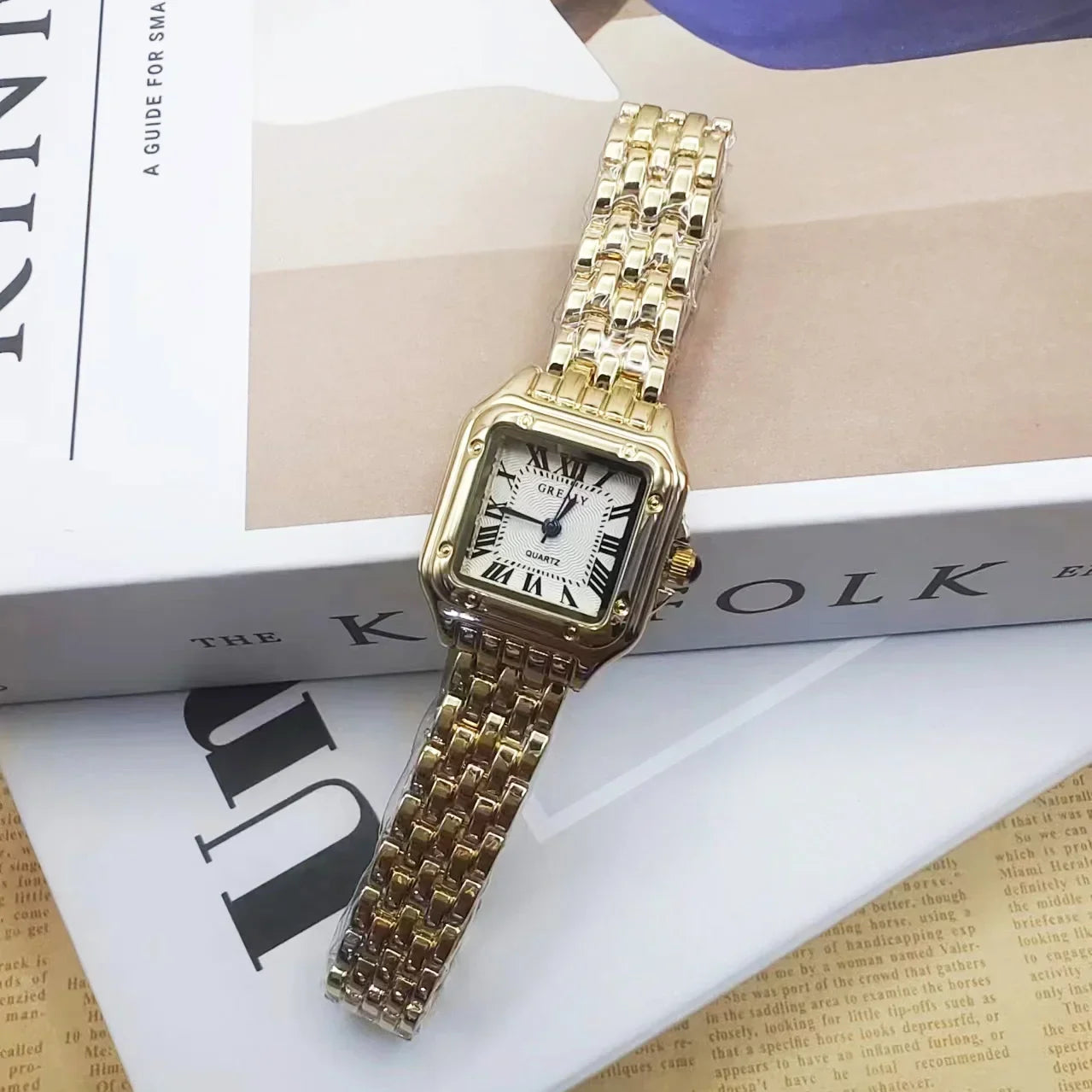Montre-bracelet à quartz carrée pour femme, bracelet en acier simple, argent