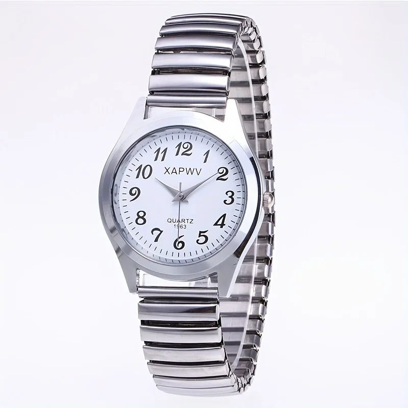 Bande élastique élastique Quartz Couple mode paire montre d'âge moyen et personnes âgées grand cadran pointeur Surface numérique montre pour hommes femmes