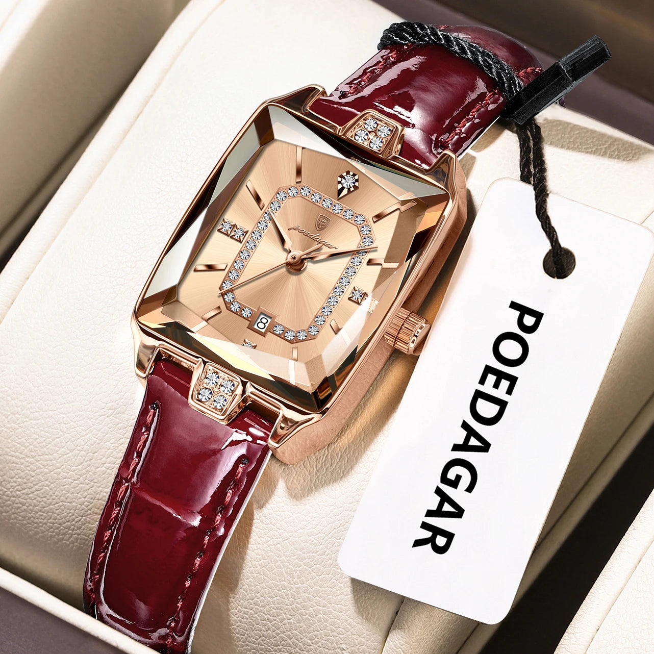 POEDAGAR classique luxe femmes montres étanche en cuir Date mode femme montre élégante de haute qualité Quartz femmes montre-bracelet