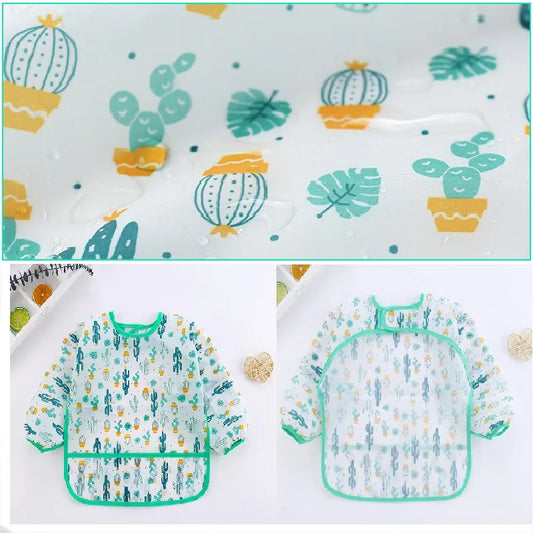 Nouveau bavoir bébé dessin animé enfant en bas âge imperméable à manches longues enfant tablier d'alimentation bébé mignon Art Smock vêtements bébé trucs pour 0-6 ans
