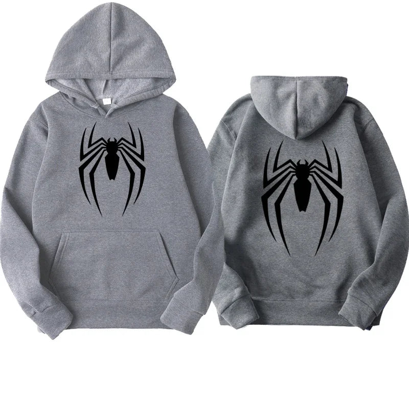 Sweat à capuche pour hommes, mode de rue, imprimé araignée, polaire, décontracté, drôle, ample, spiderman, vêtements pour hommes, nouvelle collection 2024