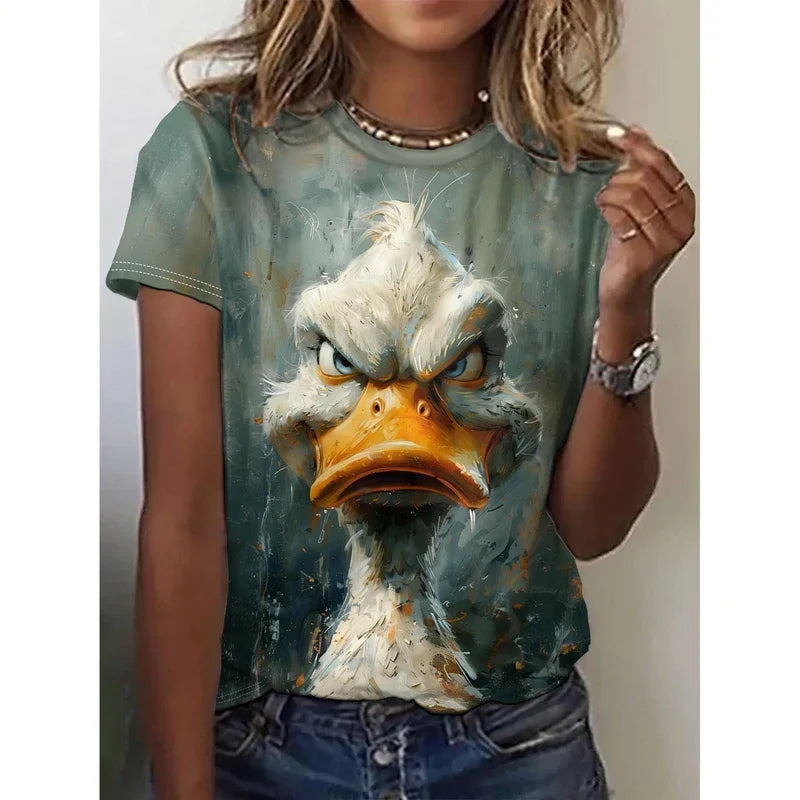 T-shirt manches courtes col ras du cou pour femme, vêtement surdimensionné, décontracté, imprimé chien, 3d, à la mode, été