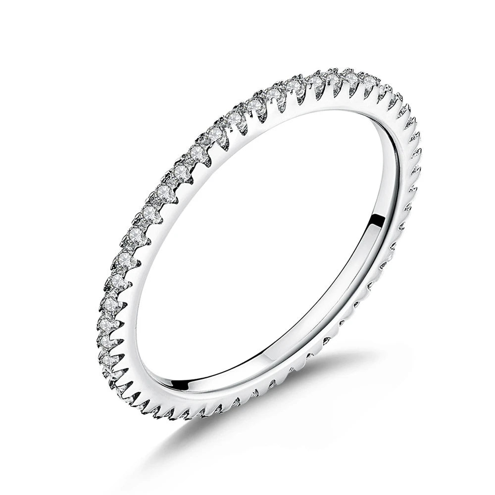 WOSTU-Bague empilable en argent regardé 100% pour femme, bijoux à la mode, cadeau original, souhait scintillant, chaud, 925, XCH7649