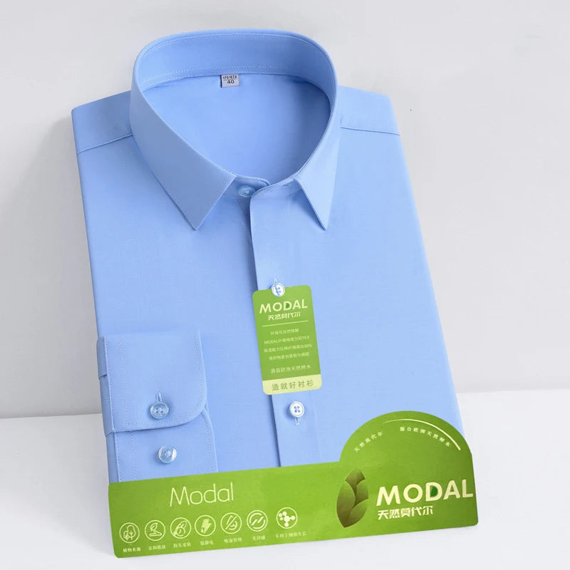 Chemise à Manches sulfAnti-déformable pour Homme, Coupe Cintrée, Blouse de Bureau Blanche, Nouvelle Collection, 5XL