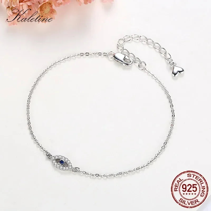 KALETINE chanceux mauvais œil Bracelet 925 en argent Sterling Bracelets pour femme pierre bleue CZ turquie réglable hommes bijoux KLTB099