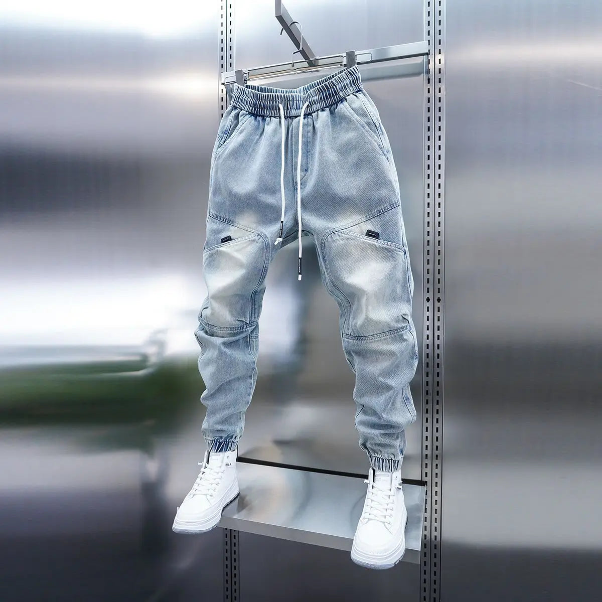 Jean sarouel à la mode pour hommes, pantalon fin décontracté d'extérieur, marque de luxe, printemps et été