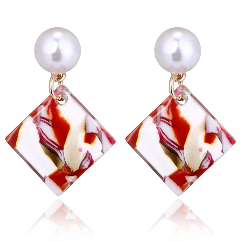Boucles d'Oreilles promenales en Forme de Losange pour Femme, Bijou en Acrylique,