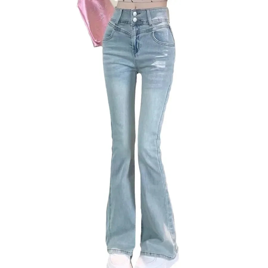 Jean rétro taille haute pour femmes, coupe Bootcut, avec nœud papillon, mode automne, pantalon Long de serrage, levage des fesses