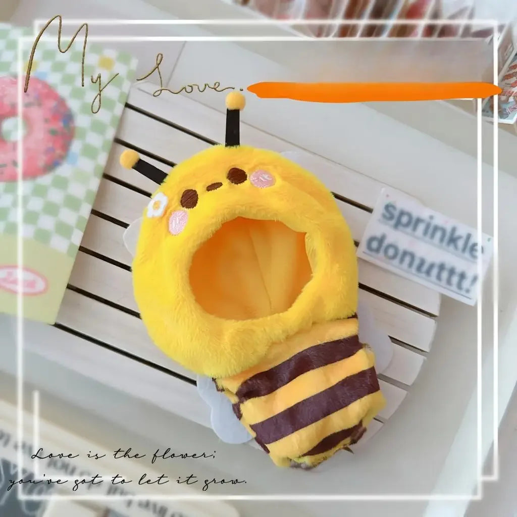 Tenue de fête assise labubu V1 V2 de 17cm, vêtements en vinyle, poupée petite abeille, onesie, poupées mignonnes, accessoires de décoration