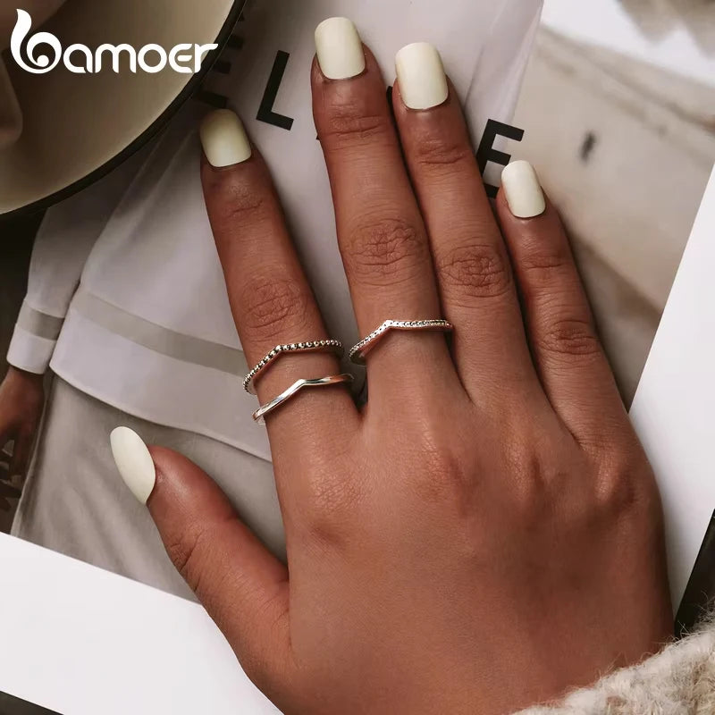 BAMOER 100% 925 argent Sterling goutte d'eau clair CZ bagues pour les femmes de mariage fiançailles bijoux petite amie cadeau PA7649