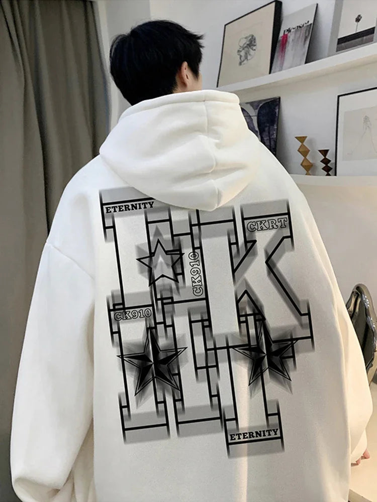 Automne polaire surdimensionné sweats à capuche pour hommes Hip Hop lettre imprimé sweats à capuche 2025 nouveau Y2K Streetwear pull à capuche